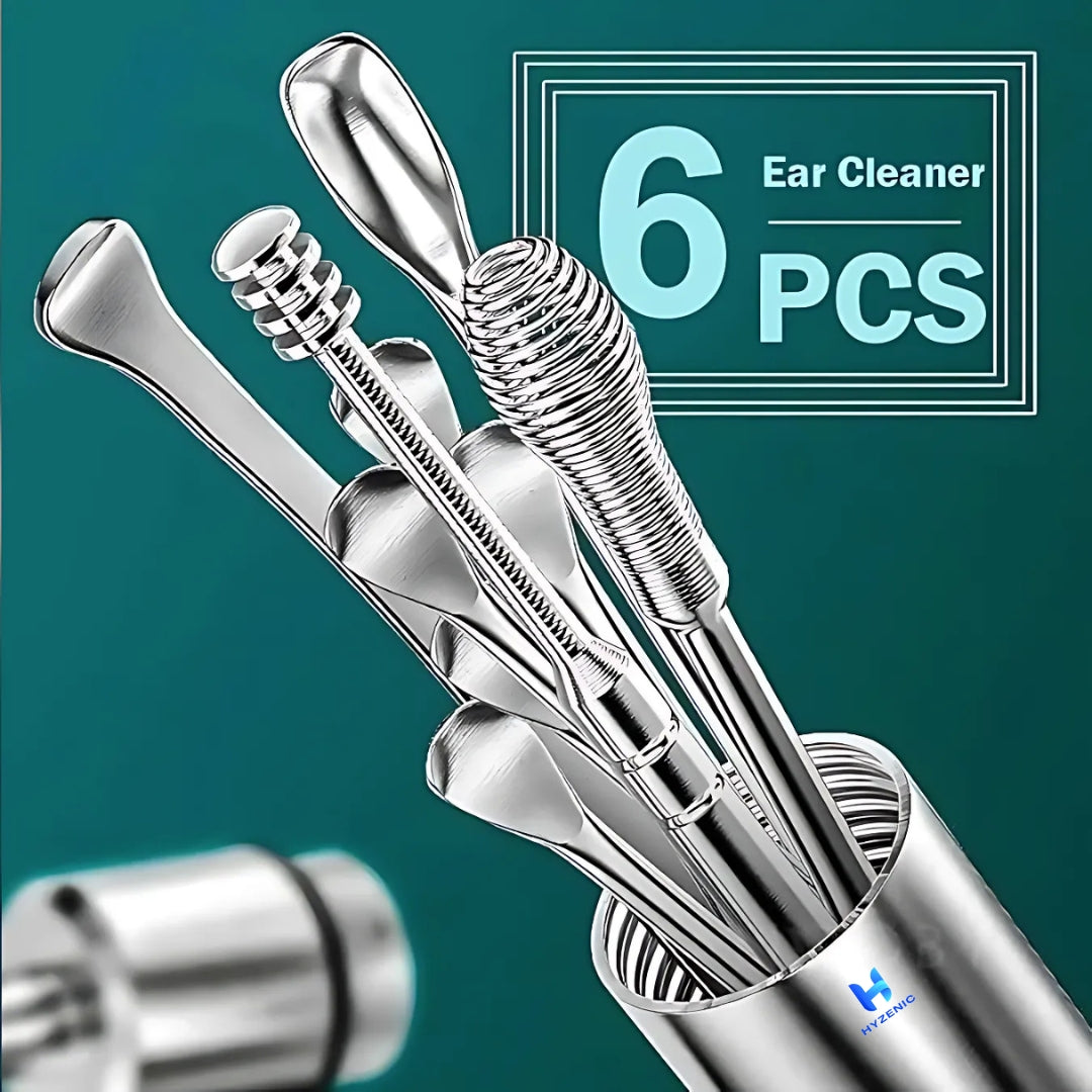 HYZENIC™ 6-in-1 Stainless Steel Ear Cleaning Kit | Reusable, Safe & Travel-Friendly | Your Daily Essential for Ear Hygiene