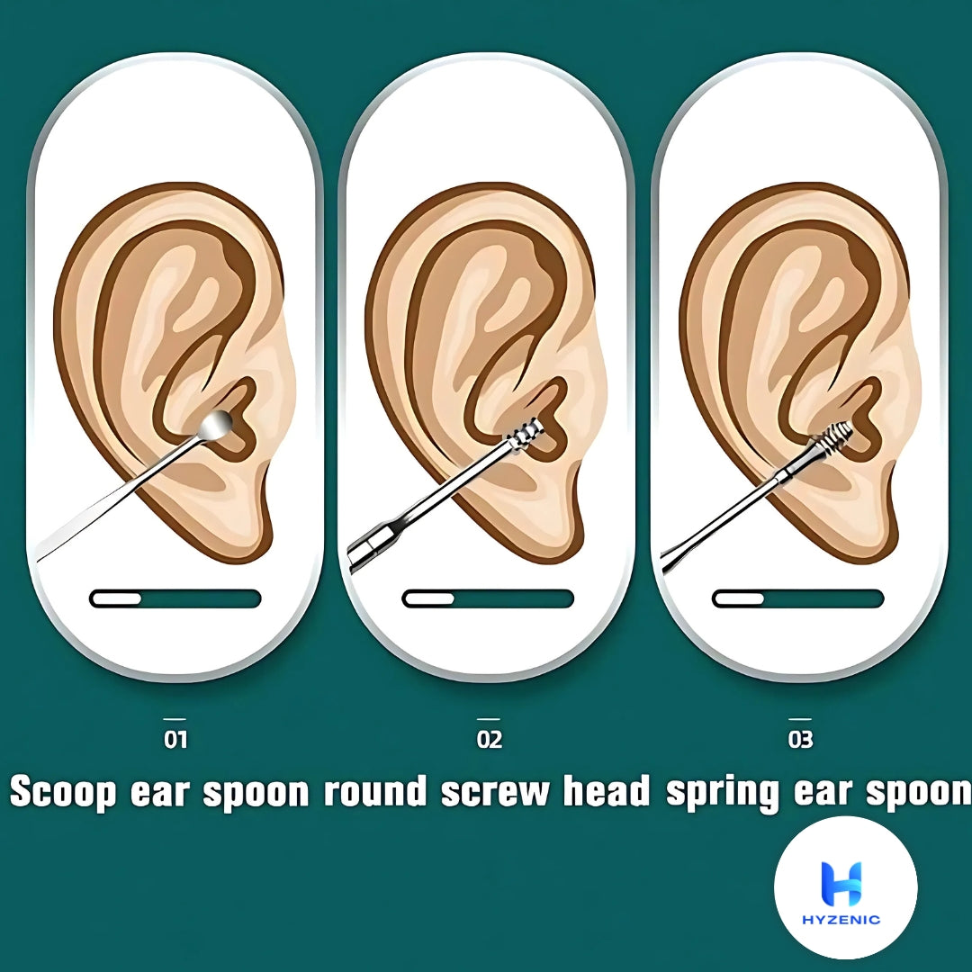 HYZENIC™ 6-in-1 Stainless Steel Ear Cleaning Kit | Reusable, Safe & Travel-Friendly | Your Daily Essential for Ear Hygiene