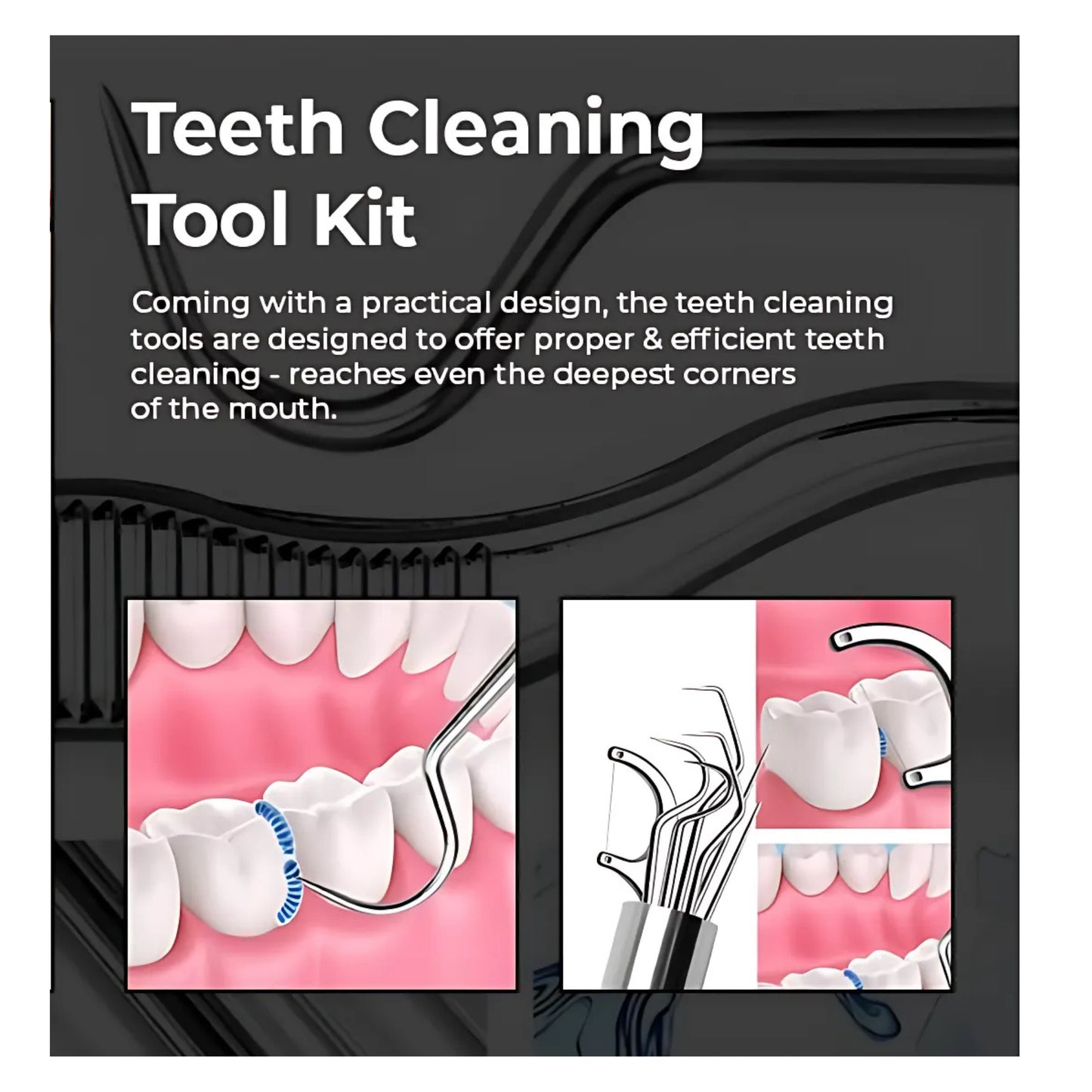 HYZENIC™ 7-in-1 Stainless Steel Dental Hygiene Tool Kit | Teeth Cleaning Picks, Flosser & Toothpicks | Reusable Oral Care Set for Braces & Daily Hygiene