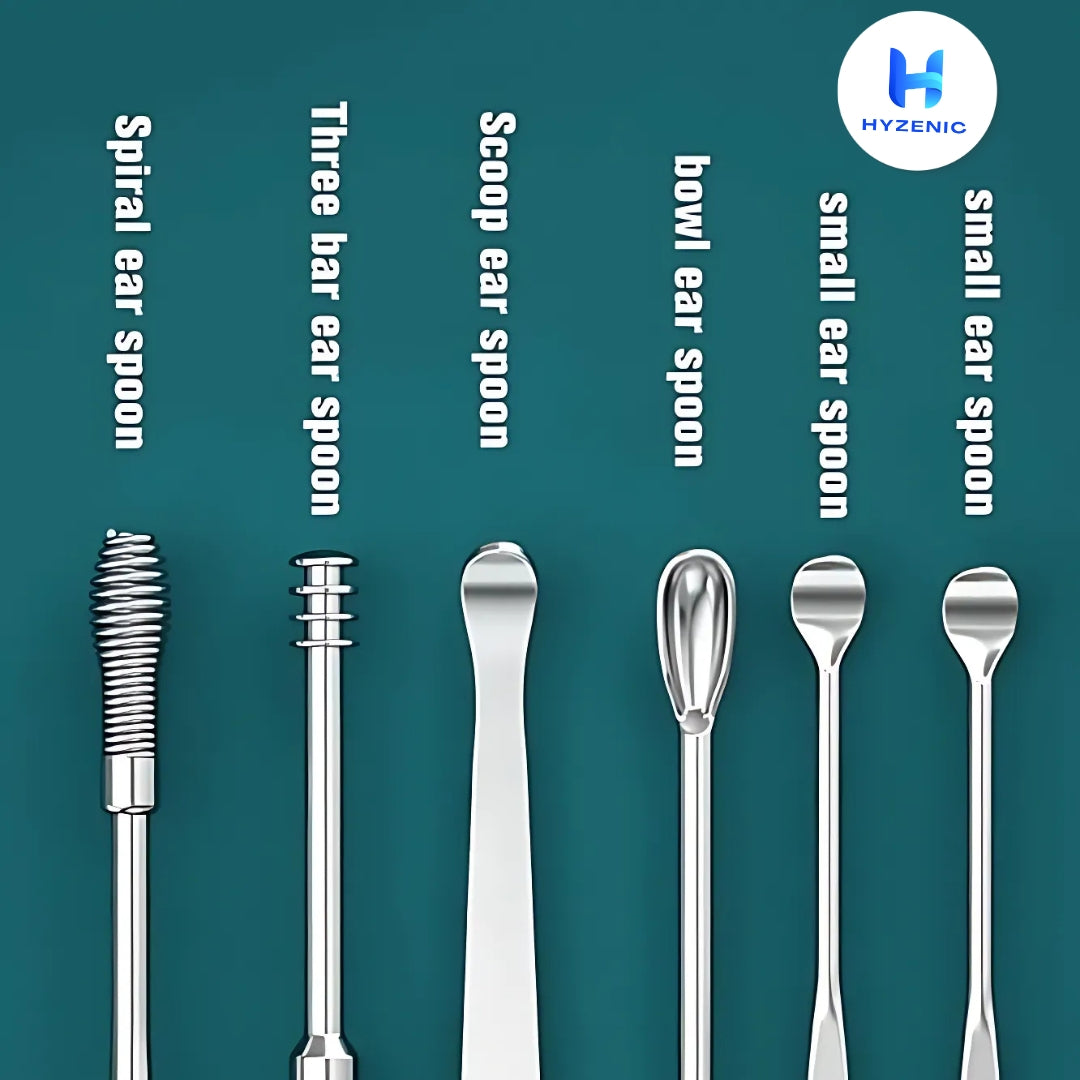 HYZENIC™ 6-in-1 Stainless Steel Ear Cleaning Kit | Reusable, Safe & Travel-Friendly | Your Daily Essential for Ear Hygiene